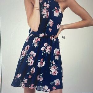 Blue Rain Navy Floral Dress Francesca Collection Sz Medium